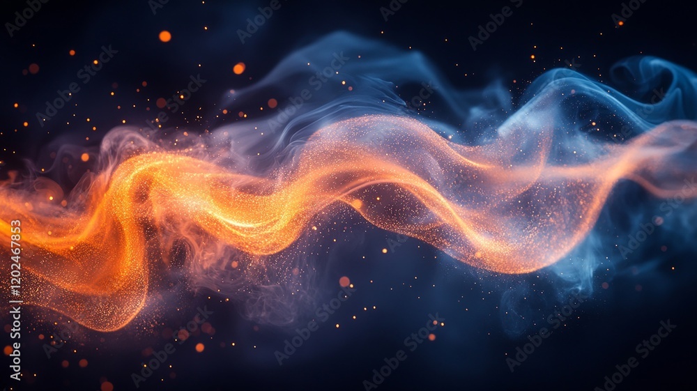 Dynamic Energy Waves in Vivid Orange and Blue Dynamic Energy Waves in Vivid Orange and Blue