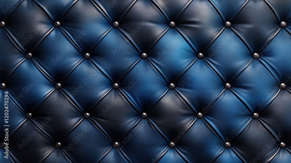 Luxurious tufted leather texture in gradient navy blue with metallic accents Luxurious tufted leather texture in gradient navy blue with metallic accents