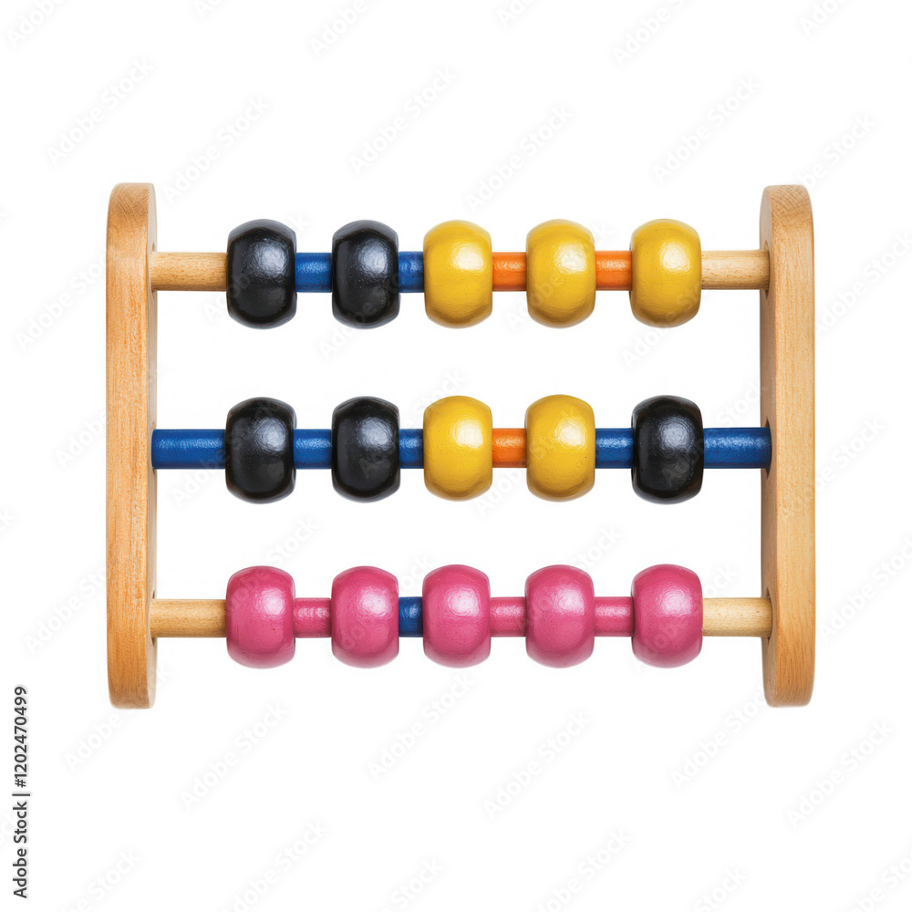A colorful wooden abacus with beads in various colors arranged in rows on a sturdy frame, Transparent Background. A colorful wooden abacus with beads in various colors arranged in rows on a sturdy frame, Transparent Background.