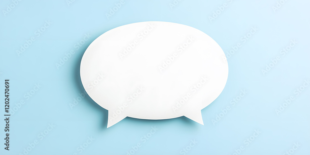 Blank speech bubble on light blue background. Perfect for communication, dialogue, or conversation concepts. Blank speech bubble on light blue background. Perfect for communication, dialogue, or conversation concepts.