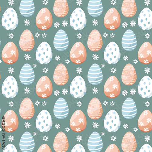 Easter Seamless pattern with decorated eggs for Easter graphics