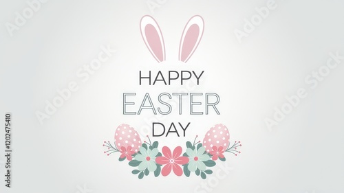 Wallpaper Mural Easter with Bunny Ears, Eggs, and Floral Arrangement Torontodigital.ca