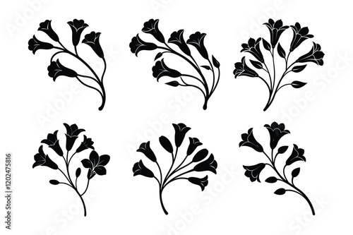set of freesia flower vector illustration