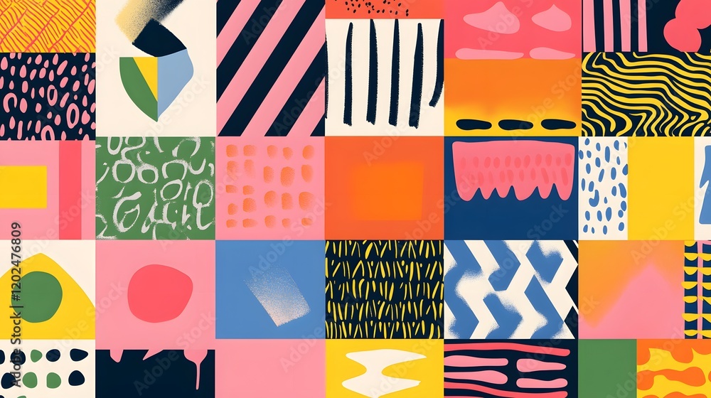 Abstract Colorful Geometric Pattern Collage Design Abstract Colorful Geometric Pattern Collage Design