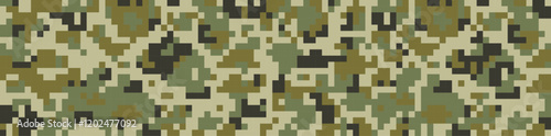 Pixel camouflage of military origin. Seamless pattern
for green camouflage fabric
Vector illustration. photo