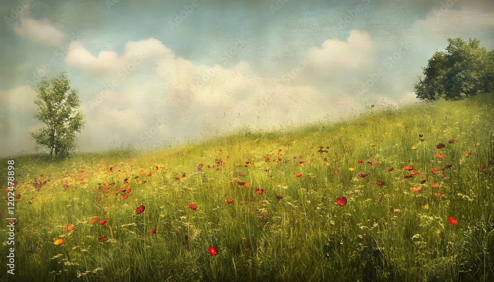 Naklejka premium field of poppies