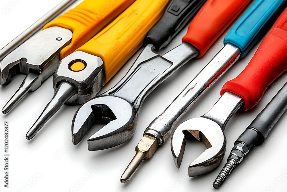 Close-up of Assorted Tools on a White Background Close-up of Assorted Tools on a White Background