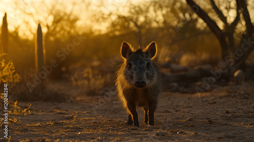 Javelina in Desert Twilight: The Resilient Beauty of Nature's Wilderness Survivor at Dusk photo