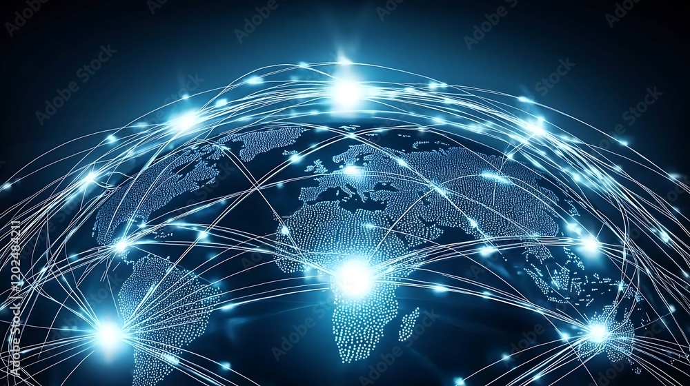Obraz premium Global Network Connections Illustrating Worldwide Communication