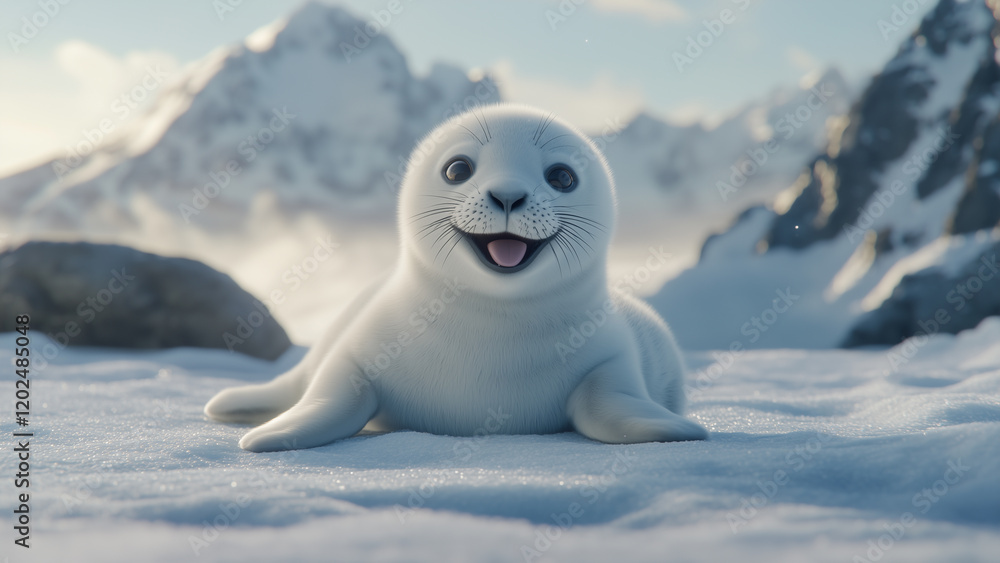 Snowy Innocence: A Playful Baby Harp Seal in the Wild Snowy Innocence: A Playful Baby Harp Seal in the Wild