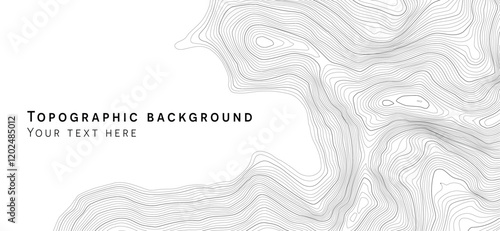 black and white abstract topographic line contour map background, geographic grid map - cartographic graphic concept.