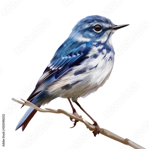 Cerulean Warbler bird, isolated on transparent background. PNG element.