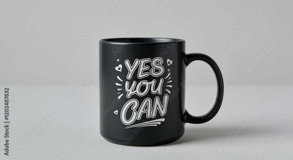 Mug with motivational quote Yes You Can for coffee lovers and inspiration Mug with motivational quote Yes You Can for coffee lovers and inspiration