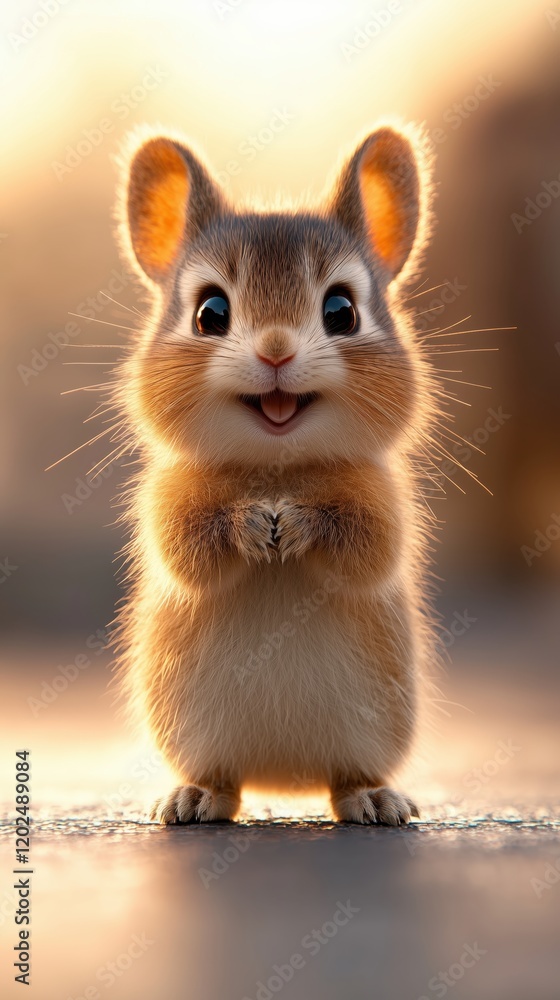 Obraz premium Cute and cheerful bunny enjoys the vibrant atmosphere of Easter celebrations at sunset with filled baskets of colorful eggs and flowers nearby