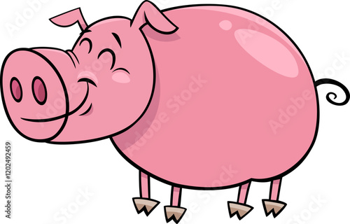 happy pig animal character cartoon illustration