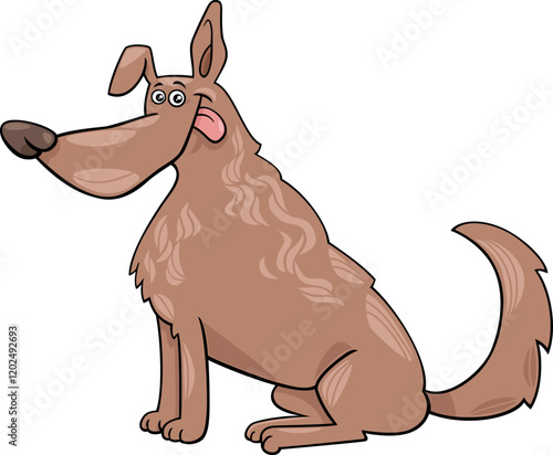 funny cartoon sitting brown dog animal character