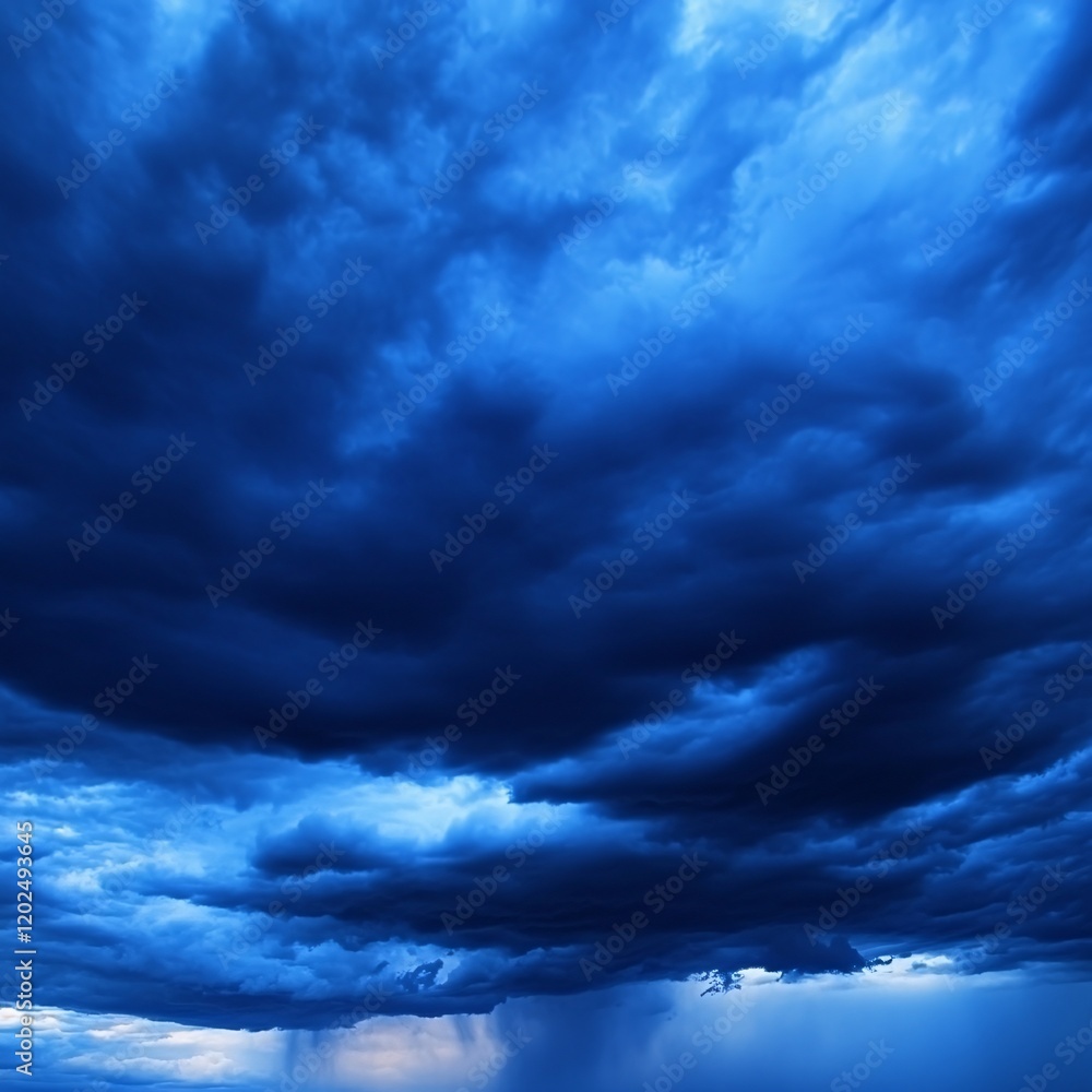 Obraz premium Dramatic Dark Blue Storm Cloudscape Sky Background