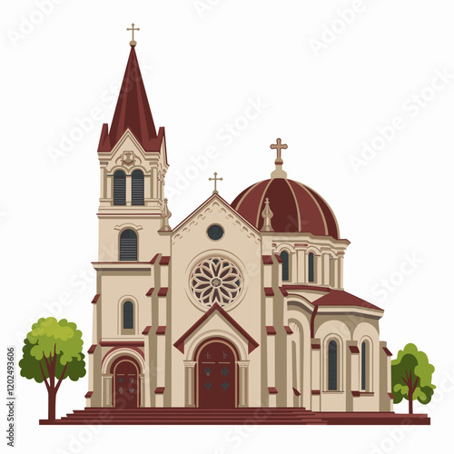 Minimalist Catholic Church Vector Illustration
