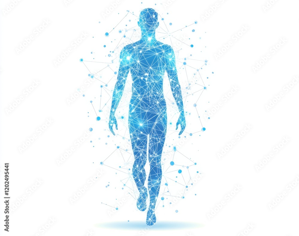 A digital illustration of an abstract human silhouette made up of interconnected lines and dots, symbolizing the complexity of AI technology Generative AI A digital illustration of an abstract human silhouette made up of interconnected lines and dots, symbolizing the complexity of AI technology Generative AI