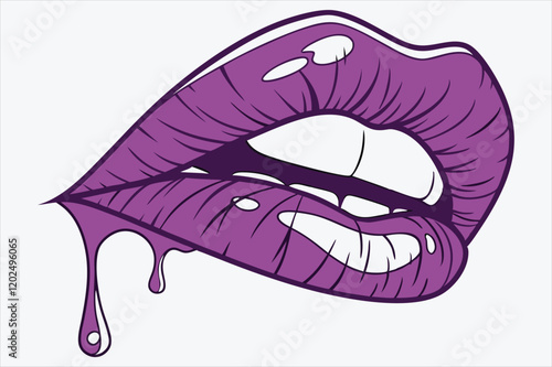 A captivating illustration featuring a close-up of a woman's royal purple lip.