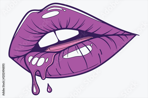 A captivating illustration featuring a close-up of a woman's royal purple lip.