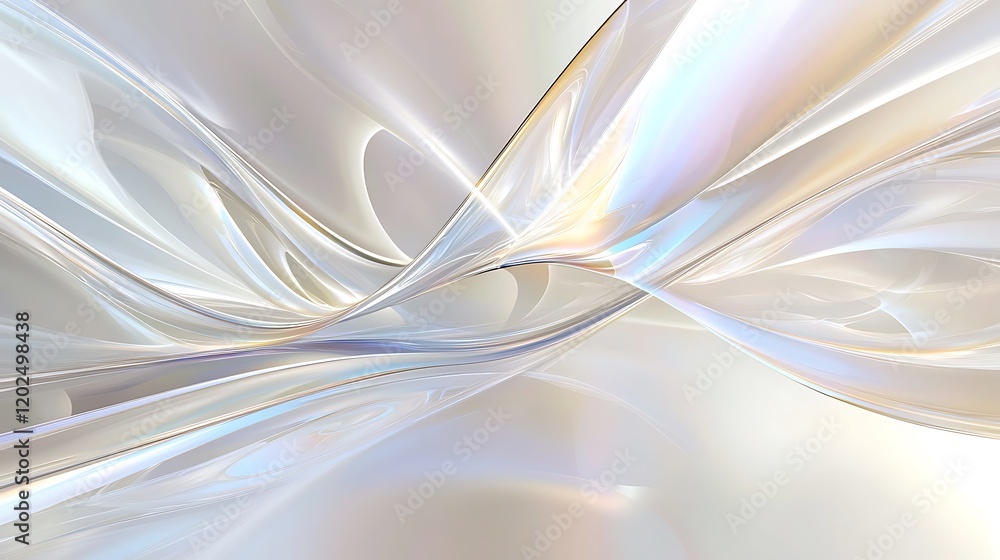 Fototapeta premium Abstract white flowing curves, light background, design element, website banner