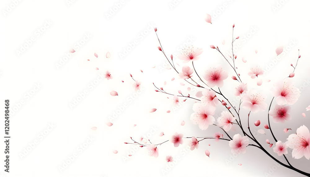 散りゆく桜の花びらとエレガントな枝
散りゆく桜の花びらとエレガントな枝