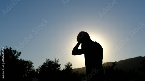 Silhouette sadness man