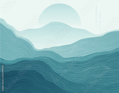 abstract japanese landscape on light background with gradient