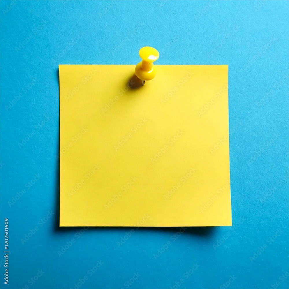 yellow sticky note on a blue wall