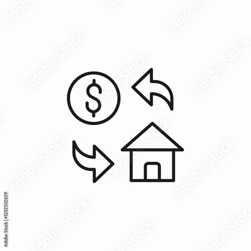 dollar currency house investment icon sign vector