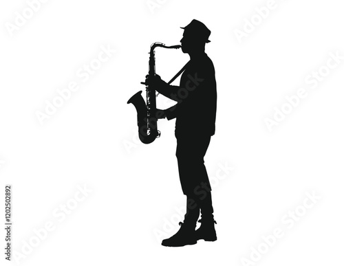 Man playing saxophone silhouette