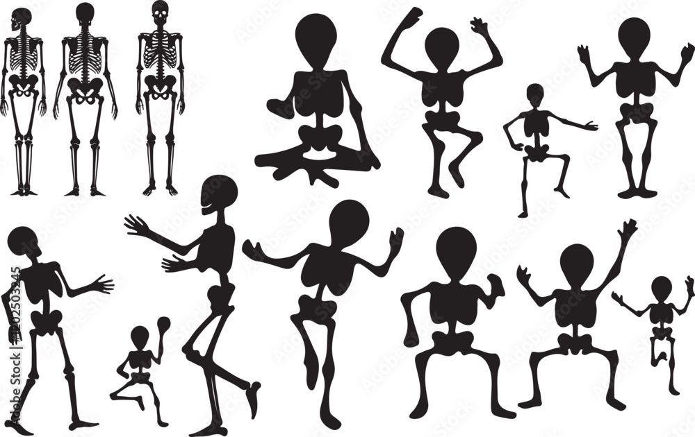 Obraz premium Funny Human Skeleton Silhouettes