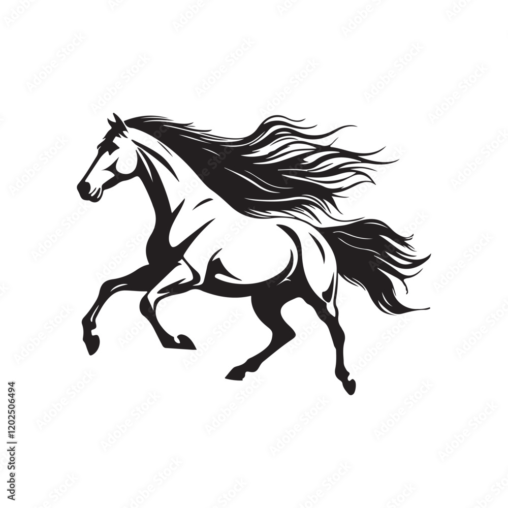 Obraz premium Elegant horse logo silhouette vector line art logo design