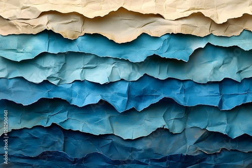 Wallpaper Mural Abstract Layered Waves of Blue Tones with Crumpled Paper Texture for Artistic Design Torontodigital.ca