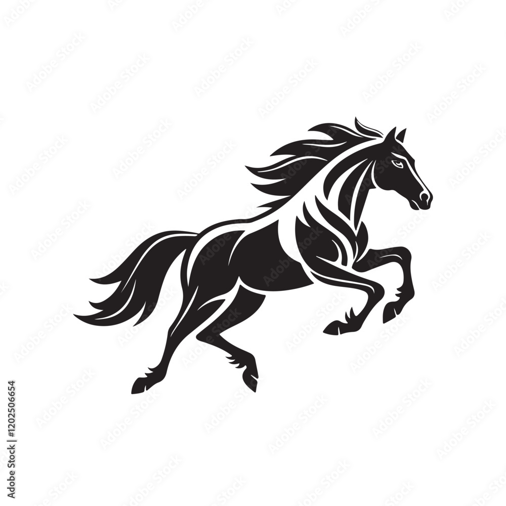 Obraz premium Elegant horse logo silhouette vector line art logo design