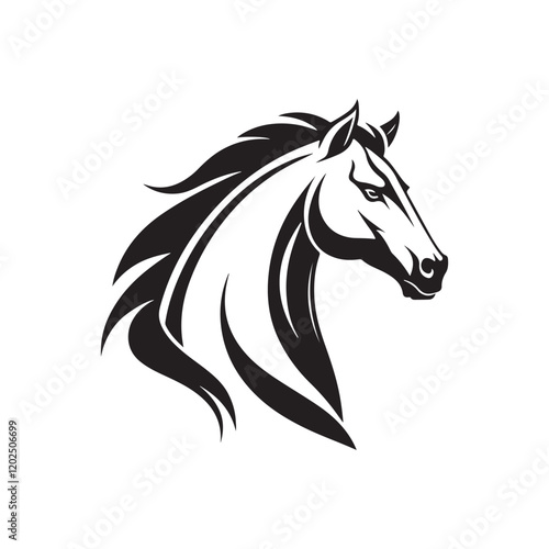 Elegant horse logo silhouette vector line art logo design