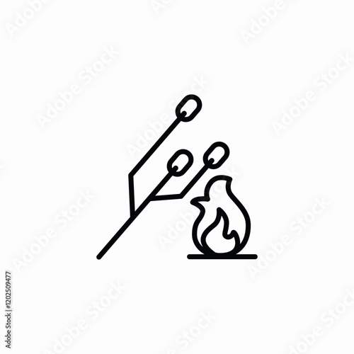 marshmallow roasting icon sign vector