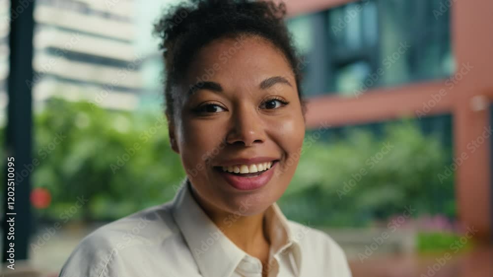 Close up face amazed African American woman expression excited happy work job manager female girl businesswoman looking at camera professional millennial smiling wonder business city emotional outdoor Close up face amazed African American woman expression excited happy work job manager female girl businesswoman looking at camera professional millennial smiling wonder business city emotional outdoor