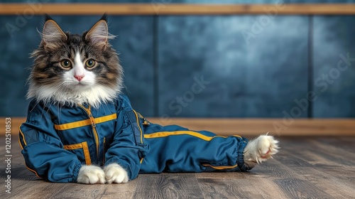 Adorable Cat in a Jumpsuit: A Purrfectly Cozy Winter Look photo