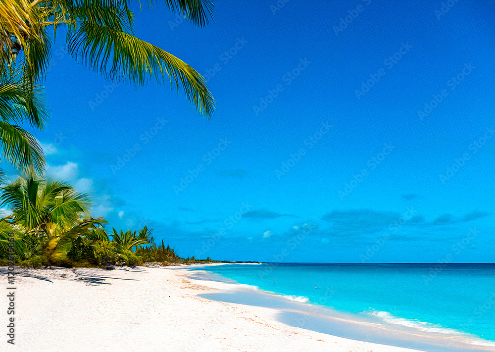 tropischer strand mit klarem wasser und palmen am strand tropischer strand mit klarem wasser und palmen am strand