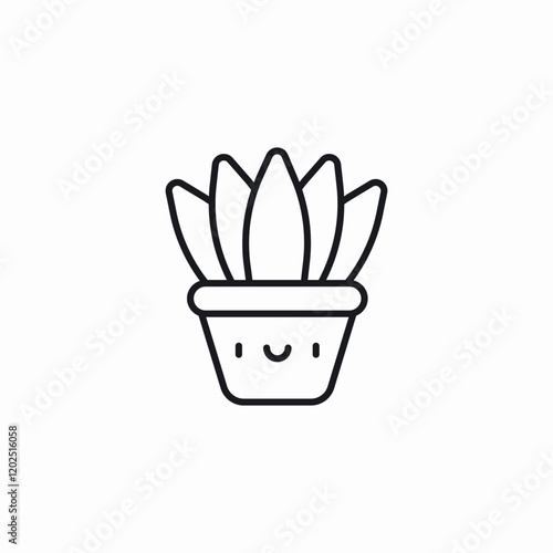 smiley agave plant icon sign vector