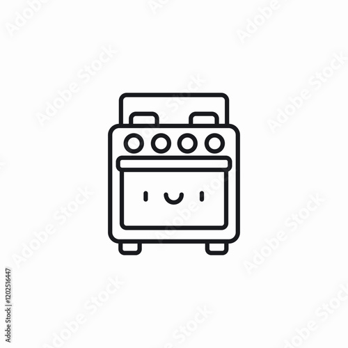 smiley kitchen stove icon sign vector