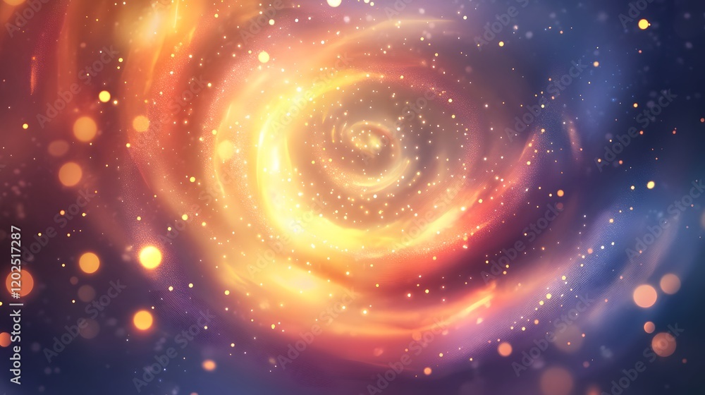 Abstract Swirling Cosmic Nebula with Golden Lights Abstract Swirling Cosmic Nebula with Golden Lights