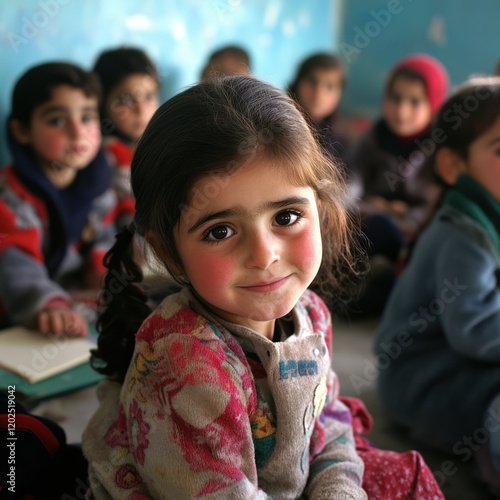 Portrait of a Young Girl in a Classroom photo