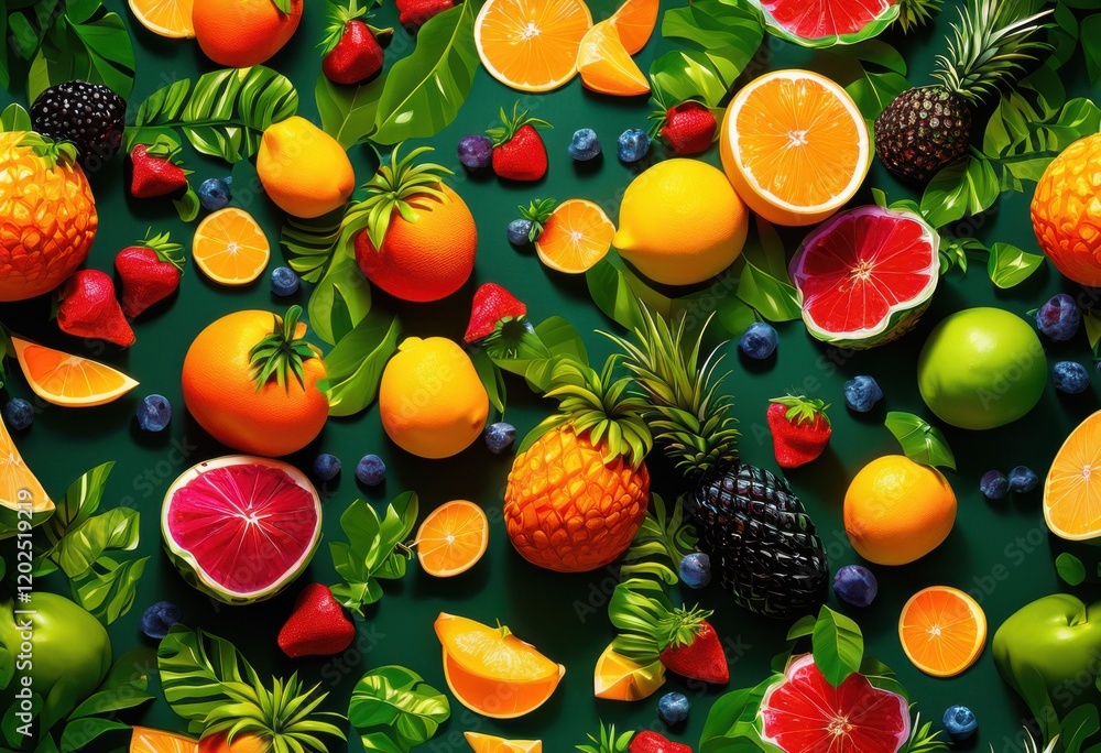 vibrant color burst floating fruits capturing lively visuals bounty kaleidoscopic array, banana, apple, orange, grape, pear, berry, pineapple, kiwi vibrant color burst floating fruits capturing lively visuals bounty kaleidoscopic array, banana, apple, orange, grape, pear, berry, pineapple, kiwi