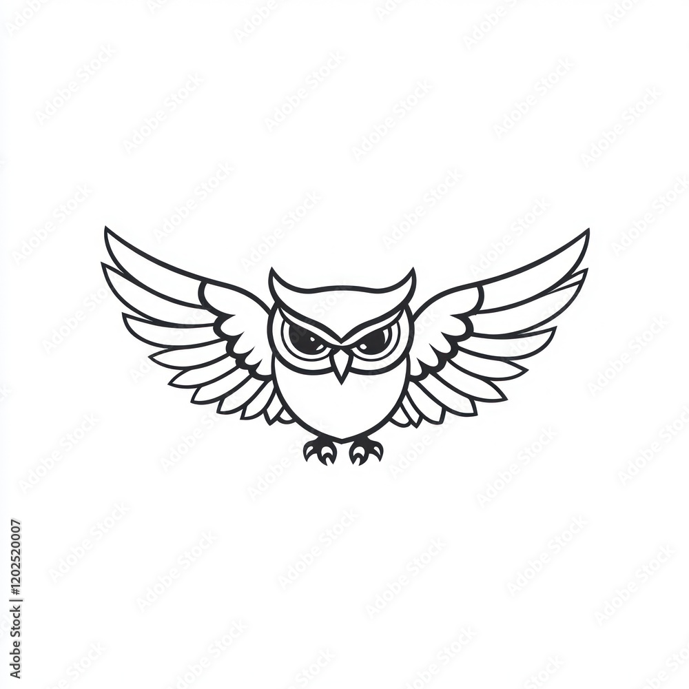 Flying owl, white background, illustration, education Flying owl, white background, illustration, education