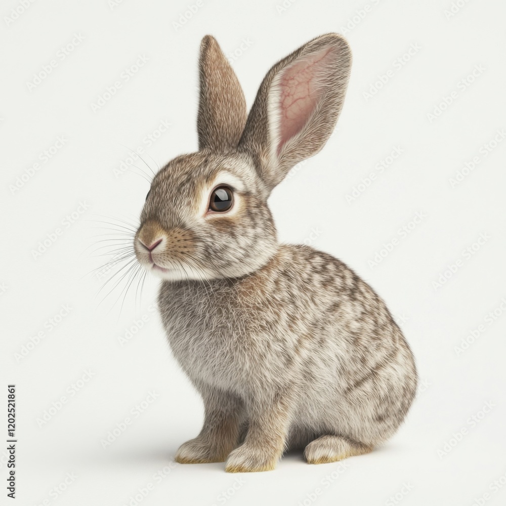 Fototapeta premium Young rabbit with lifelike fur details