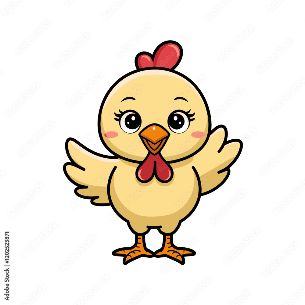 Fototapeta premium Cute Cartoon Yellow Chicken Illustration