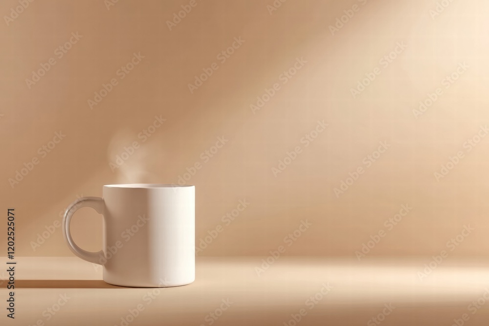 Steaming cup on a wooden table with warm lighting creating a cozy atmosphere. Generative AI Steaming cup on a wooden table with warm lighting creating a cozy atmosphere. Generative AI